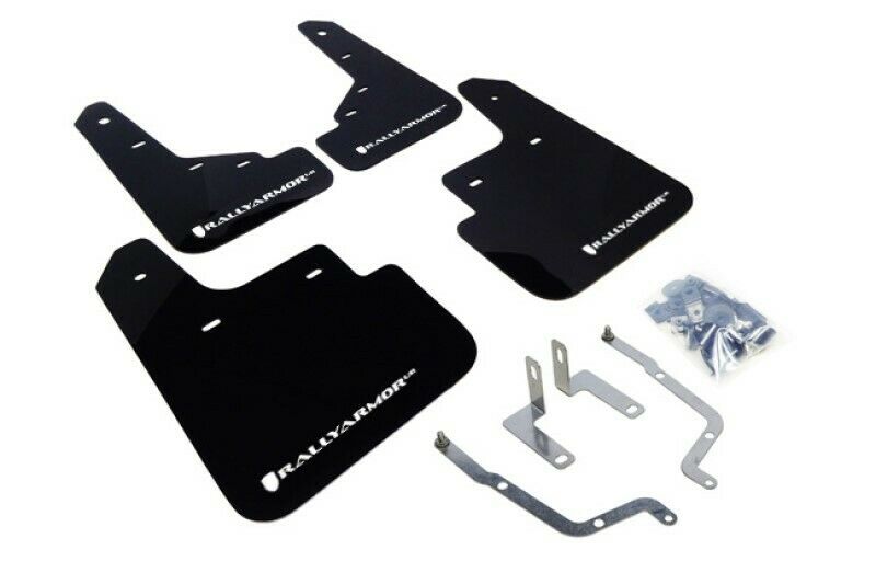 Rally Armor UR Black Mud Flap with White Logo for 2014-18 Mazda3 MF31-UR-BLK/WH