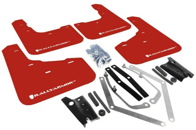 Rally Armor Red Mud Flaps White Logo For 13-19 Fiesta ST Hatch MF29-UR-RD/WH