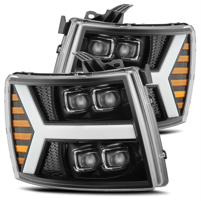 AlphaRex Jet Black NOVA LED Projector Headlights for 2007-2013 Silverado