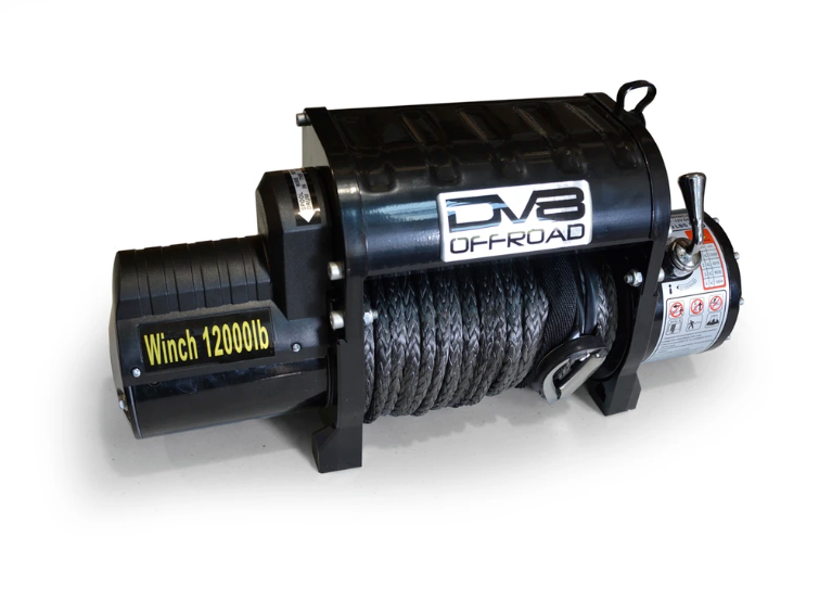 DV8 Offroad 12000 Pound Winch Black w/ Synthetic Line 12DC Series 6HP Motor