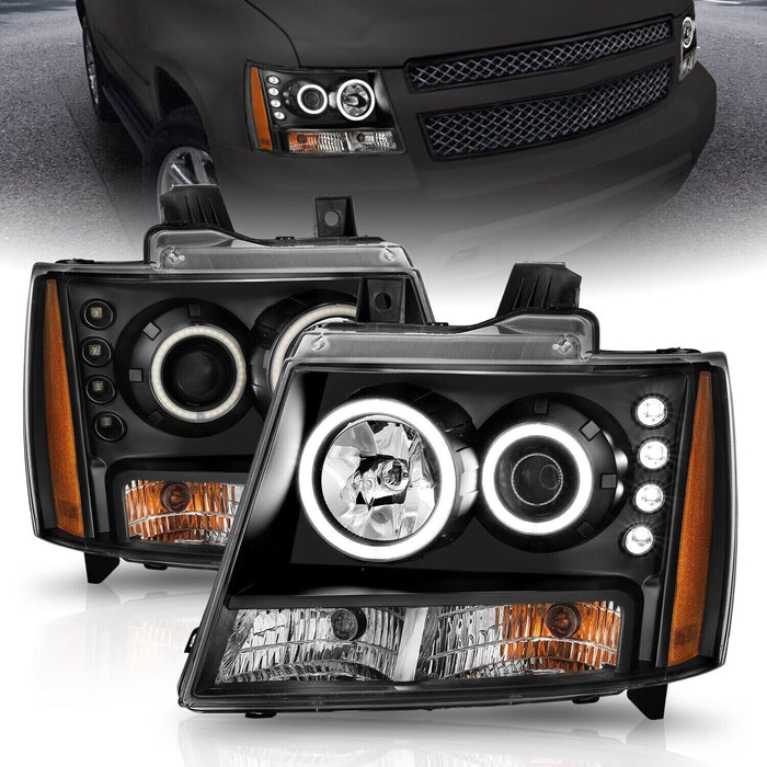 Anzo USA 111109 Projector Headlight Set w/Halo For 2007-2013 Chevrolet Avalanche