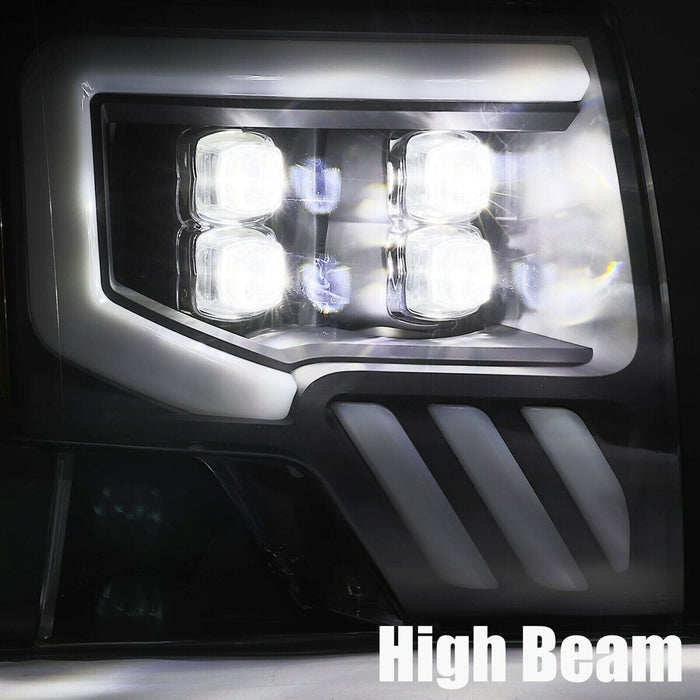 AlphaRex Jet Black Nova LED Projector Headlights for 2009-2014 Ford F-150