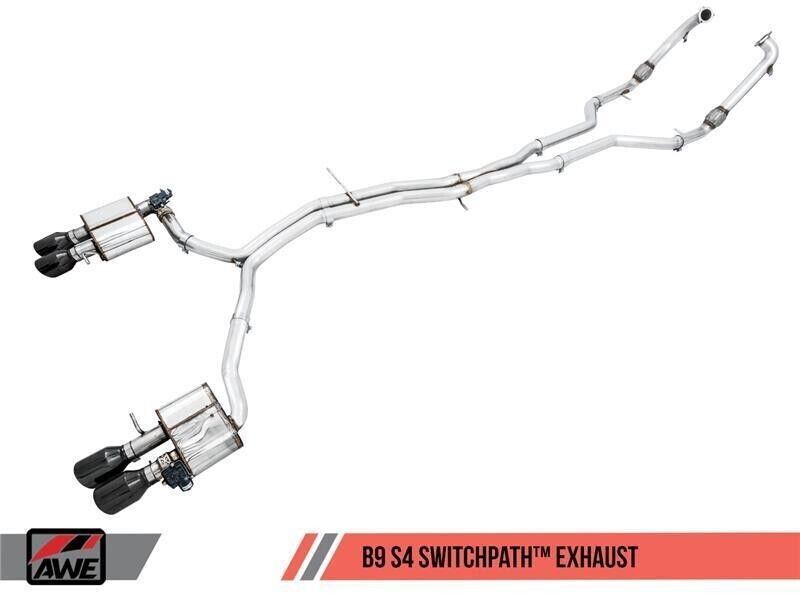 AWE SwitchPath Exhaust - Non-Resonated (Black 102mm Tips) for Audi B9 S4