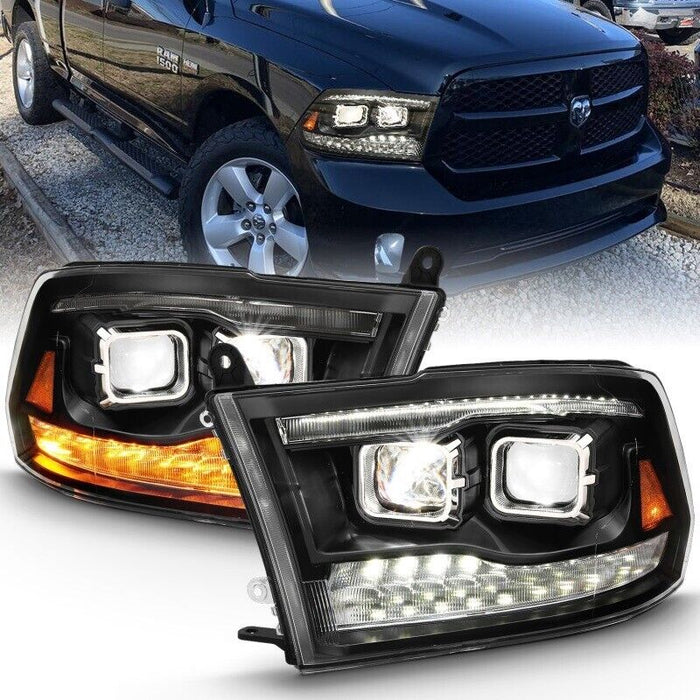 Anzo 111464 LED Projector Headlight w/Plank Style Switchback Black