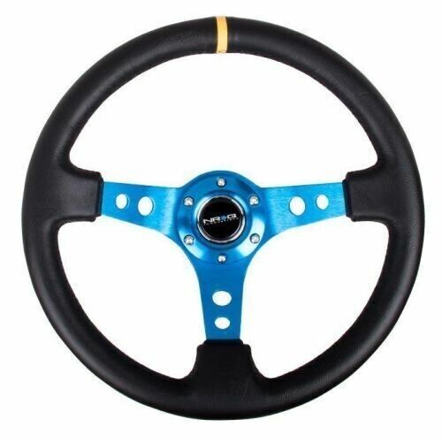 NRG RST-006BL-Y Sport Steering Wheels 350mm x 3" Deep Premium Leather