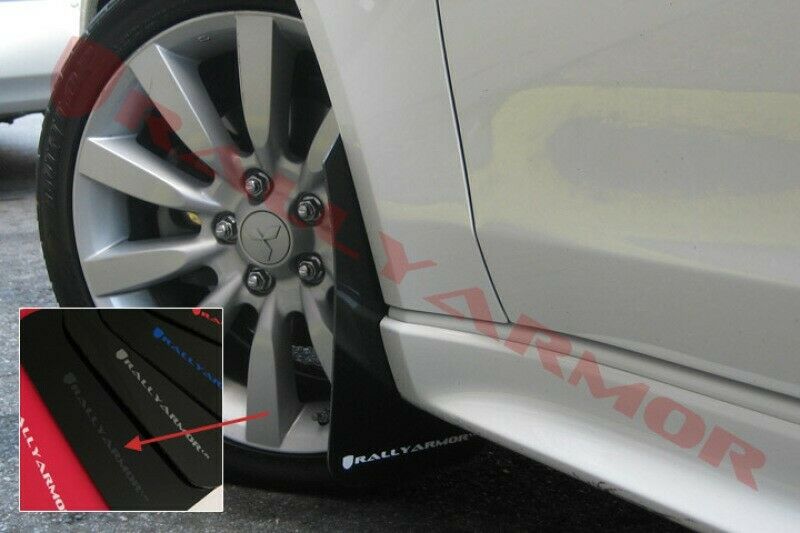 Rally Armor Mud Flaps For 07-17 Mitsubishi Lancer Sedan Black w Gray Logo