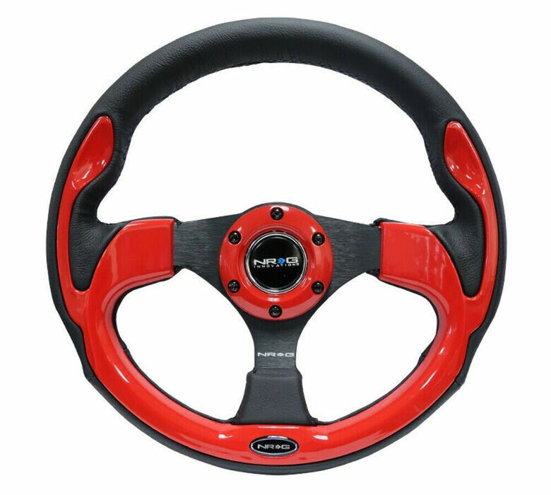 NRG 320mm Black w/ Red Trim Reinforced Steering Wheel 5mm 3-Spoke RST-001RD