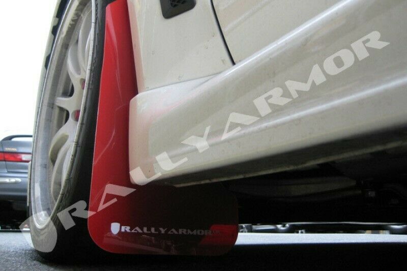 Rally Armor UR Red Mud Flap w/ White Logo For 08-15 Mitsubishi Evo X