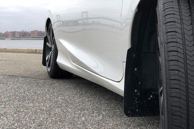 Rally Armor UR Black Mud Flap w/ White Logo For 16-20 Honda Civic Sedan Coupe