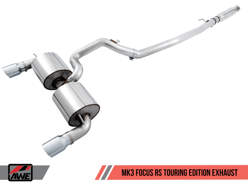 AWE 3020-33042 Tuning for Ford Focus RS Touring C/B Exhaust-Resonated-Black Tips