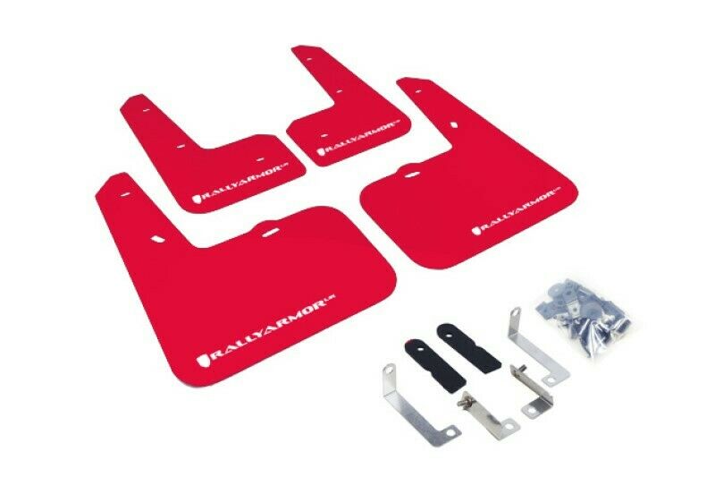 Rally Armor Red Mud Flap w/ White Logo For 12-18 Hyundai Veloster