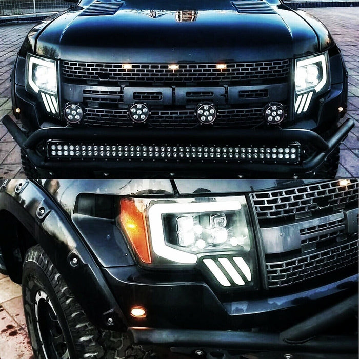 AlphaRex Jet Black Nova LED Projector Headlights for 2009-2014 Ford F-150