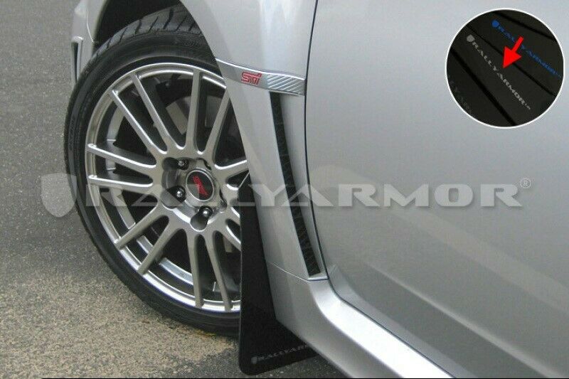 Rally Armor UR Black Mud Flap with Silver Logo For 2011-2014 STI/WRX Sedan Only