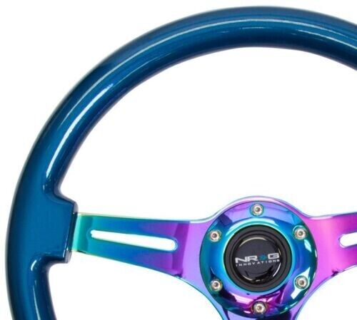 NRG Classic Wood Grain Steering Wheel 350mm Blue Pearl/Flake Paint ST-015MC-BL