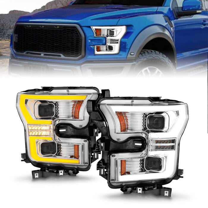 ANZO LED Projector Headlights w/ Light Bar Switchback For 15-17 Ford F-150