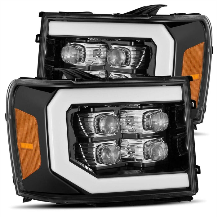 AlphaRex Jet Black Nova LED Projector Headlights for 2007-2013 GMC Sierra 1500