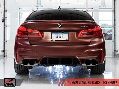 AWE 3025-43066 Tuning for 18-19 BMW F90 M5 SwitchPatch  Exhaust- Black Tips