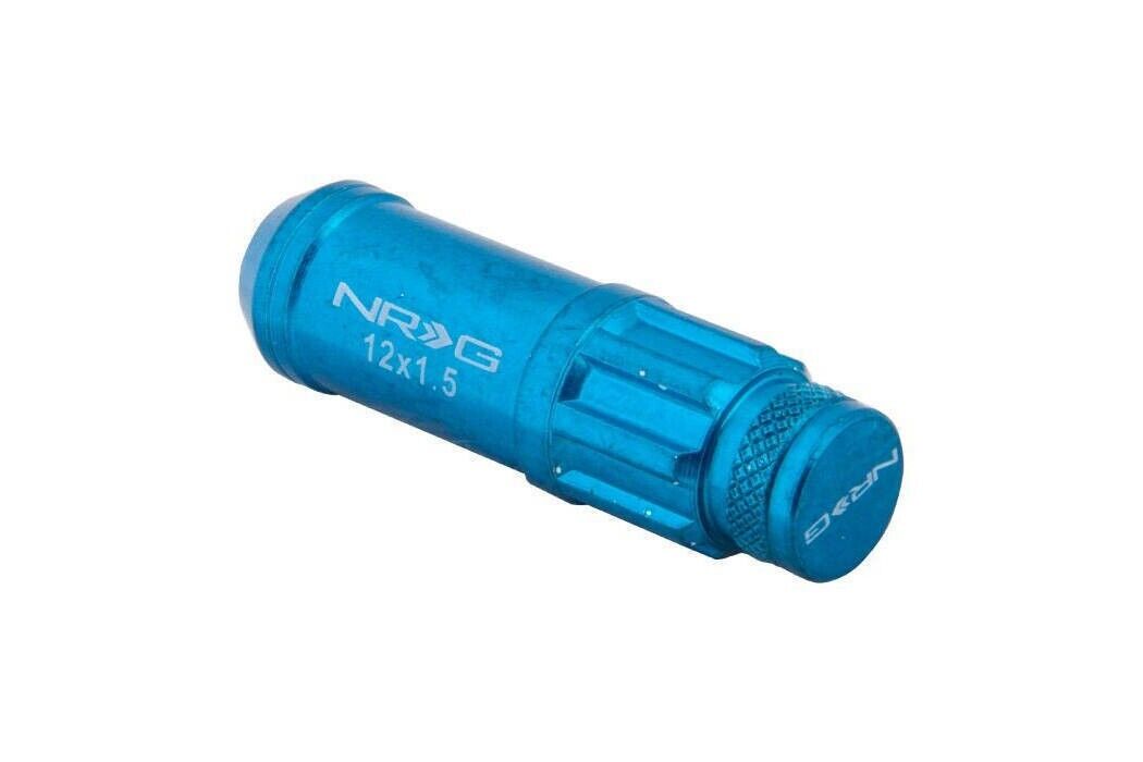 NRG 700 Series M12 X 1.5 Steel Lug Nuts Long w/ Dust Cap Cover Set 20 Blue