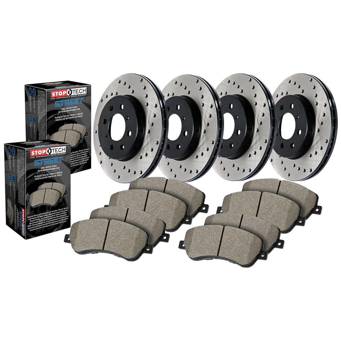 StopTech  Street-4 Wheel Disc Brake Kit w/Cross-Drilled Rotors For Audi A6 14-18