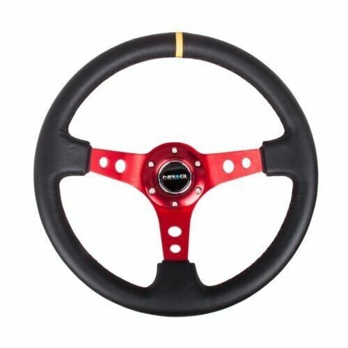 NRG RST-006RD-Y Sport Steering Wheel 350mm 3" Deep Red Spoke Round Holes
