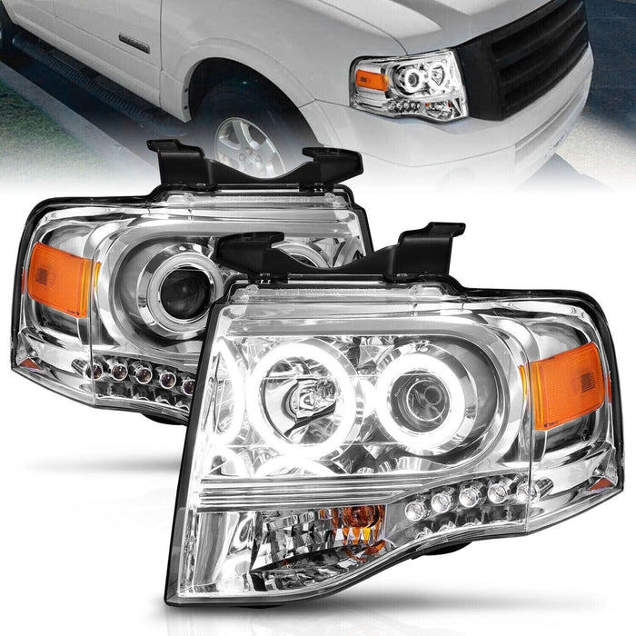 Anzo USA 111114 Projector Headlight Set w/Halo Fits 2007-2014 Ford Expedition