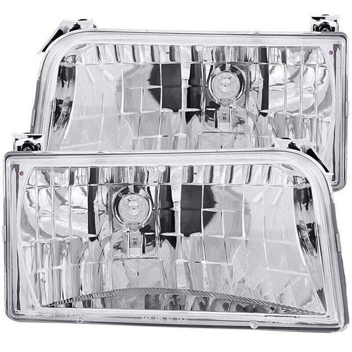 Anzo 111247 Crystal Headlights Lamp Assembly Chrome Fits 1992-1996 Ford F-150
