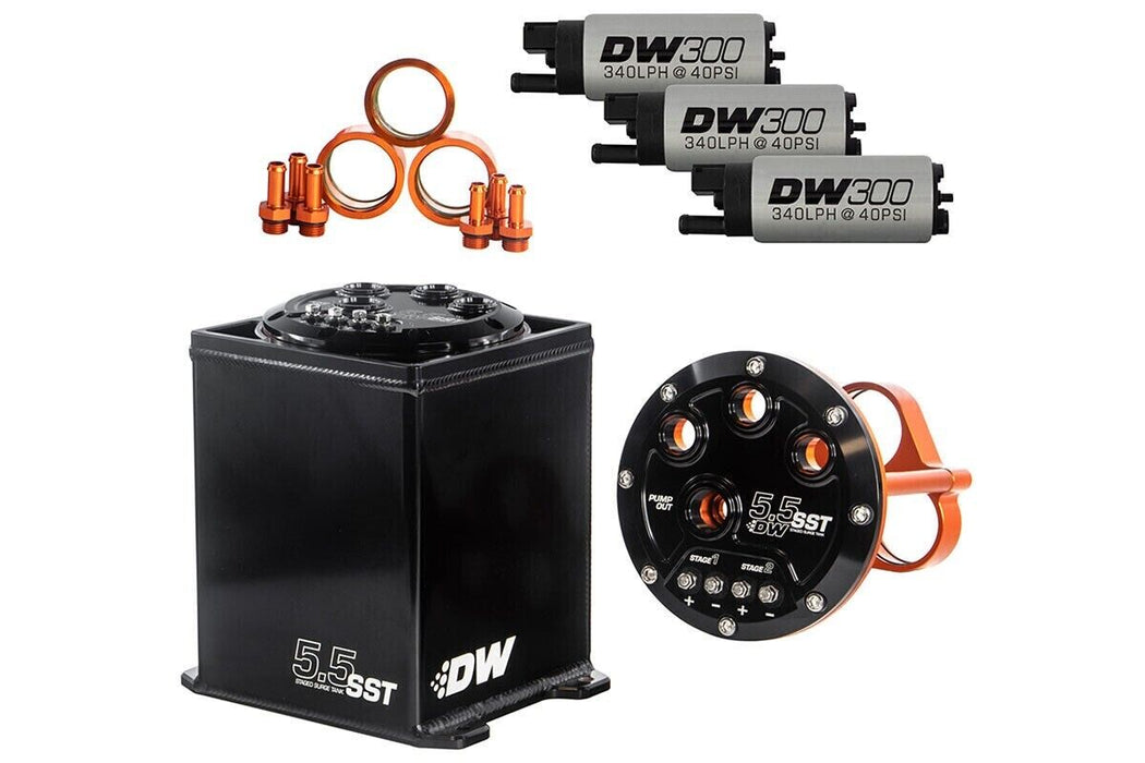 DeatschWerks 5.5L Staged Surge Tank Includes 3 DW300 Fuel Pumps 6-301-55ST