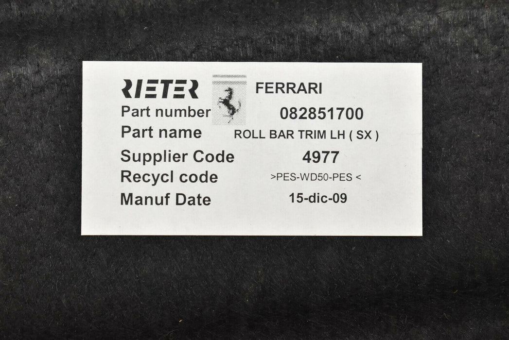 2010 Ferrari California Roll Bar Trim Cover Panel 082851700
