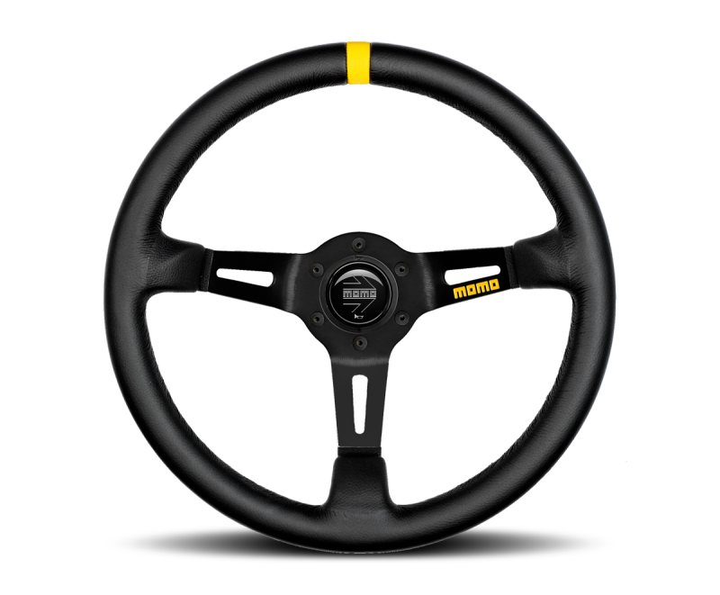 Momo MOD08 Steering Wheel 350 mm -  Black Leather/Black Spokes/1 Stripe