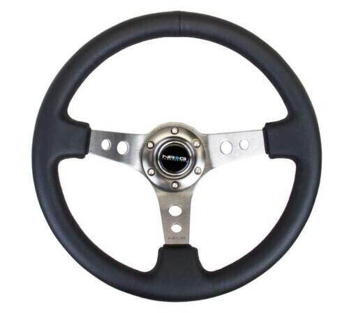 NRG RST-006GM Reinforced Steering Wheel (350mm / 3in. Deep) Blk Leather