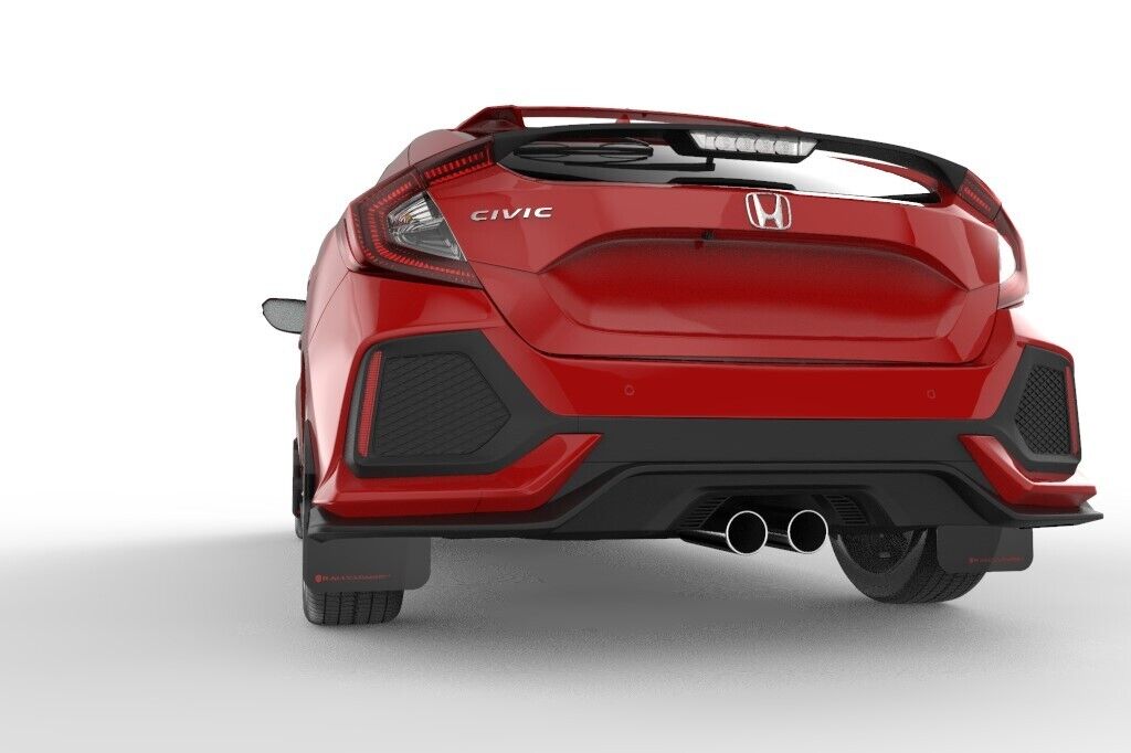 Rally Armor UR Black Mud Flaps w/ Red Logo for 2017-2021 Civic LX EX Hatchback