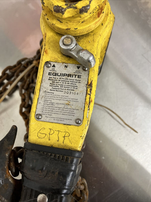 Equiprite Fastenal 1500lb 3/4 Ton Lever Hoist 10’ Free Shipping