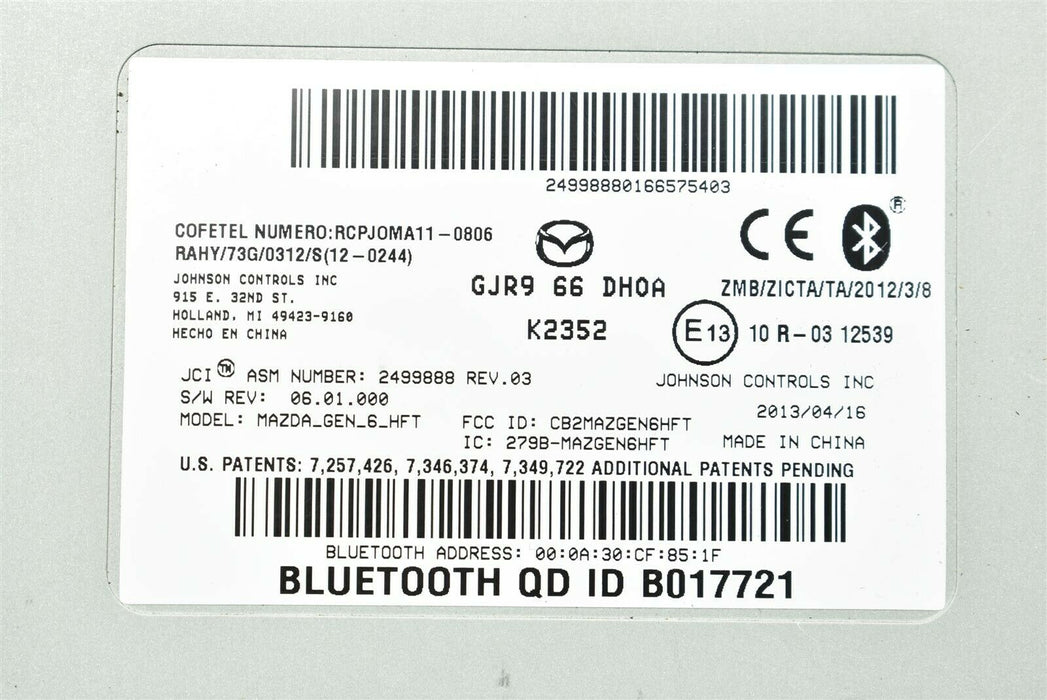 2013 Mazdaspeed3 Bluetooth Control Module Unit GJR966DH0A OEM Speed 3 MS3 13