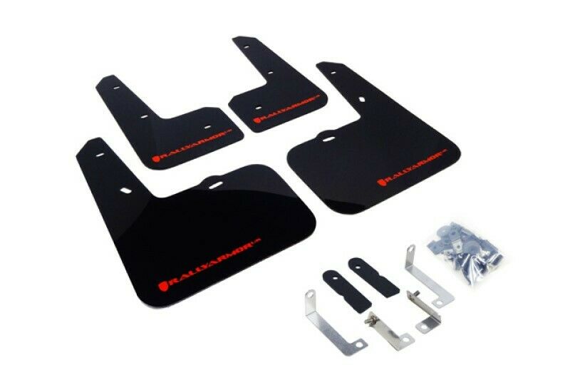 Rally Armor Red Mud Flaps Red Logo For 12-18 Hyundai Veloster MF24-UR-BLK/RD