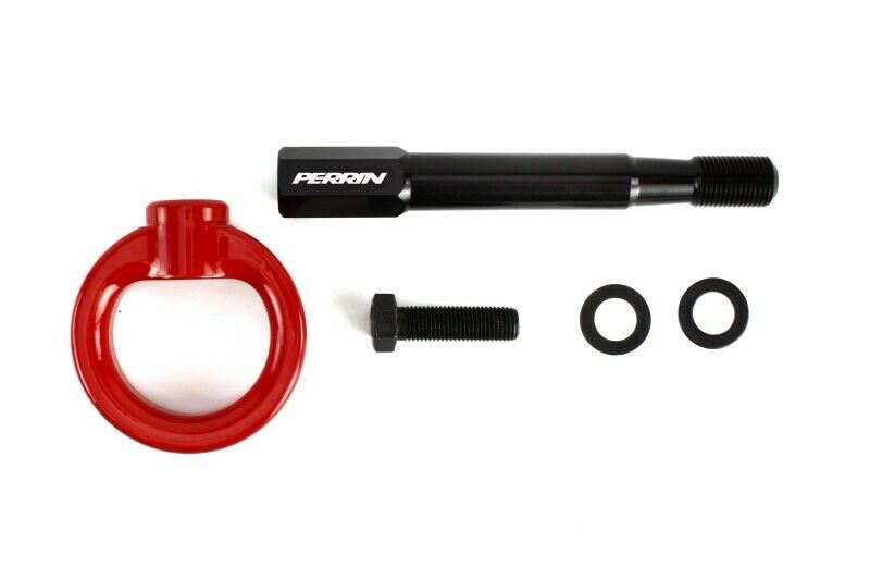 Perrin Performance Aluminum Rear Tow Hook Red for 2008-2014 Hatch WRX/STI