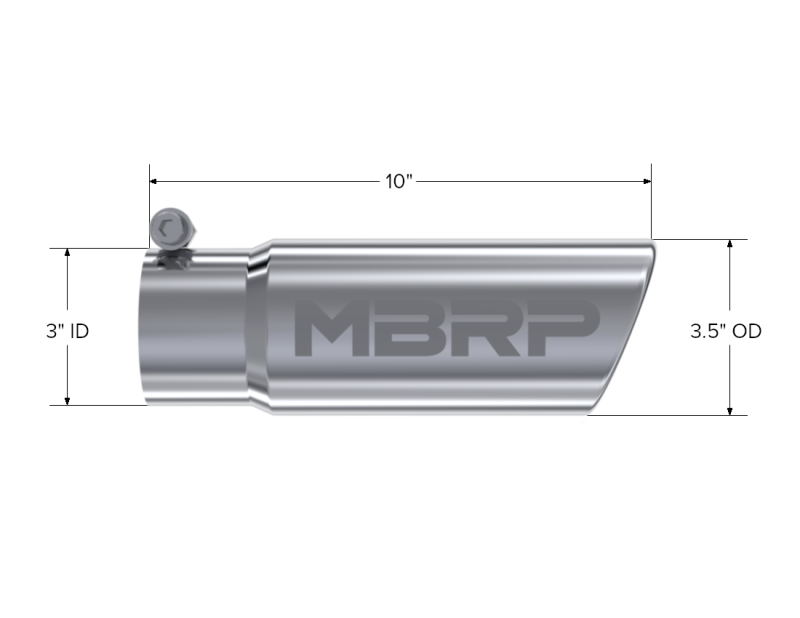 MBRP Fits Universal Tip 3in O.D. Angled Rolled End 3 Inlet 10 Length