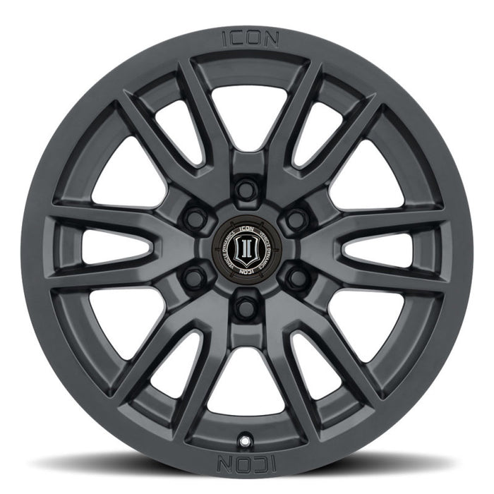 ICON Fits Vector 6 17x8.5 6x5.5 0mm Offset 4.75in BS 106.1mm Bore Satin Black