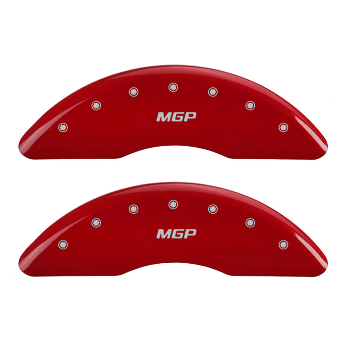 MGP Fits 4 Caliper Covers Engraved Front &amp; Rear MGP Red Finish Silver Ch