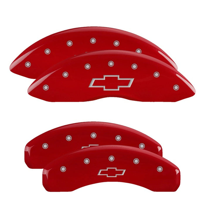 MGP Fits 4 Caliper Covers Engraved F &amp; R Bowtie Red Finish Silver Char 2019
