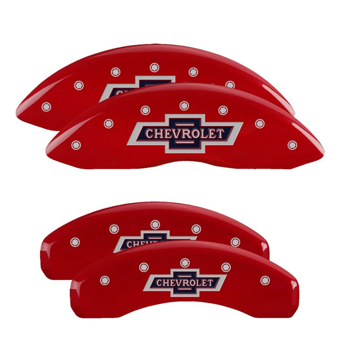 MGP Fits 4 Caliper Covers Engraved F &amp; R 100 Anniversary Red Finish Silver