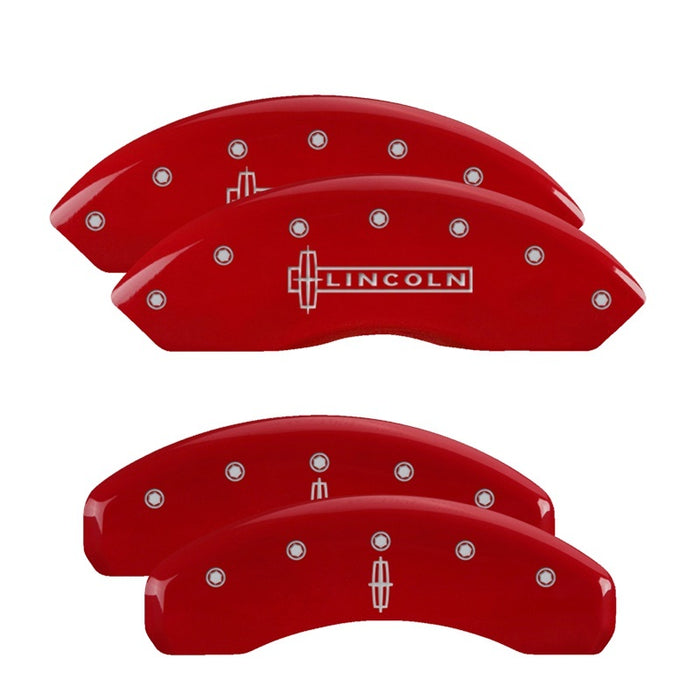 MGP Fits 4 Caliper Covers Engraved Front Cursive/Cadillac Engraved Rear CTS Red