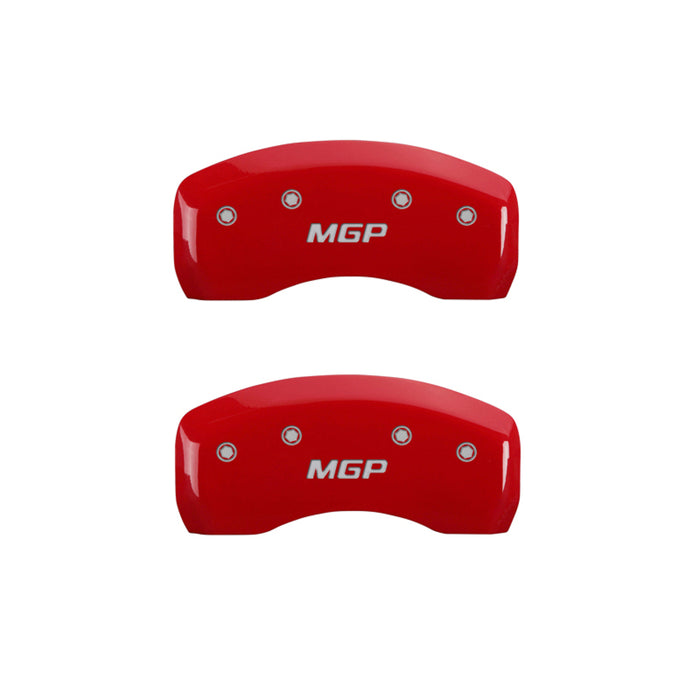 MGP Fits 4 Caliper Covers Engraved Front &amp; Rear MGP Red Finish Silver Ch