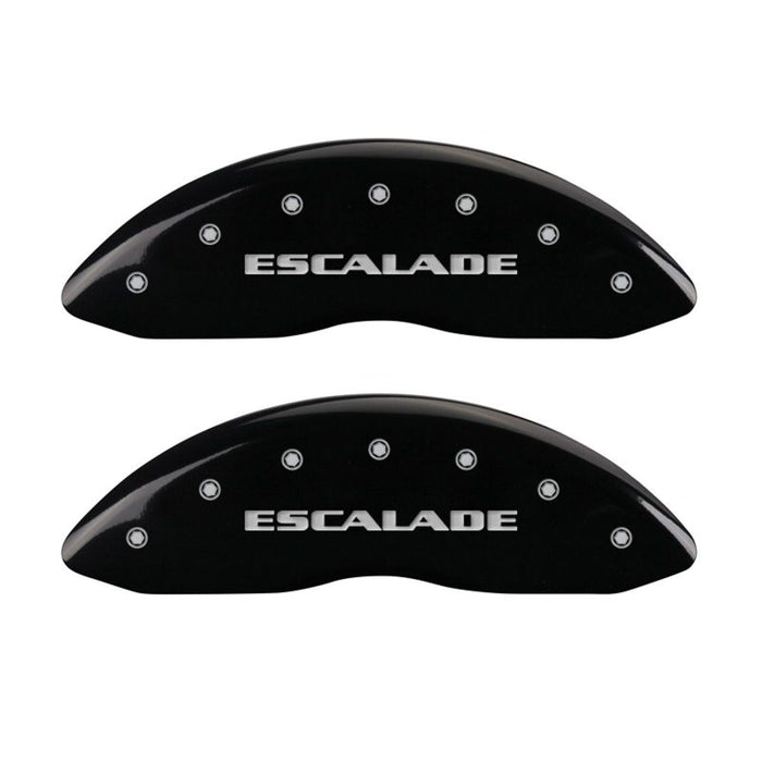 MGP Fits 4 Caliper Covers Engraved Front &amp; Rear Escalade Black Finish Silver