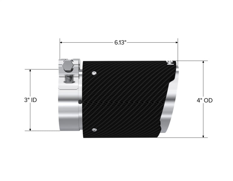 MBRP Fits Universal Carbon Fiber Tip 3in ID / 4in OD Out / 6.13in Length Angle