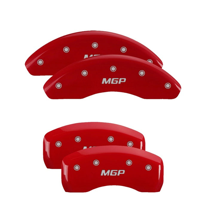 MGP Fits 4 Caliper Covers Engraved Front &amp; Rear MGP Red Finish Silver Ch