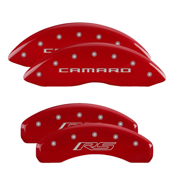 MGP Fits 4 Caliper Covers Engraved Front Gen 5/Camaro Engraved Rear Gen 5/RS Red