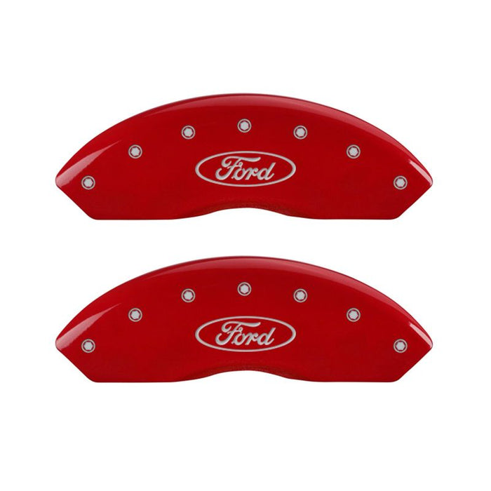 MGP Fits 4 Caliper Covers Engraved Front &amp; Rear Oval Logo/ford Red Finish