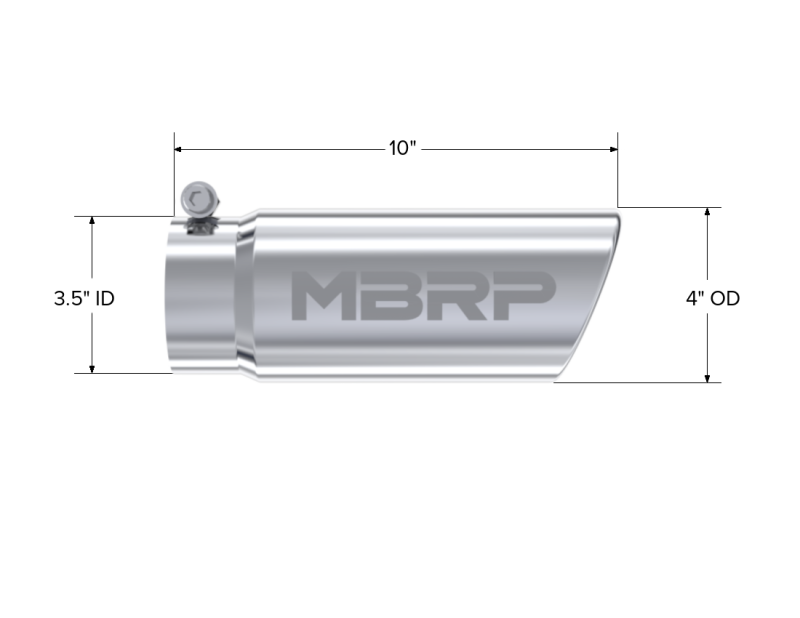 MBRP Fits Universal Tip 4in O.D. Angled Rolled End 3 Inlet 10 Length