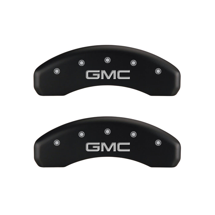 MGP Fits 4 Caliper Covers Engraved Front &amp; Rear GMC Red Finish Silver Ch