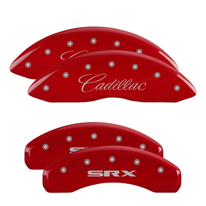 MGP Fits 4 Caliper Covers Engraved Front &amp; Rear GMC Red Finish Silver Ch